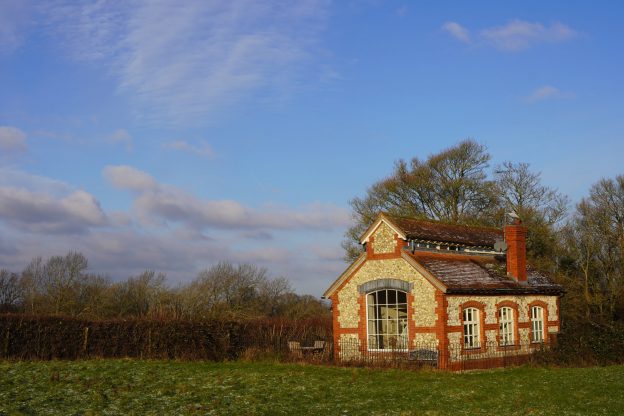 The Pump House on a winters day, Wiston Estate, Sussex. Situated on the South Downs National Park